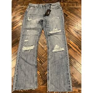 Distressed Gray Straight Leg Jeans